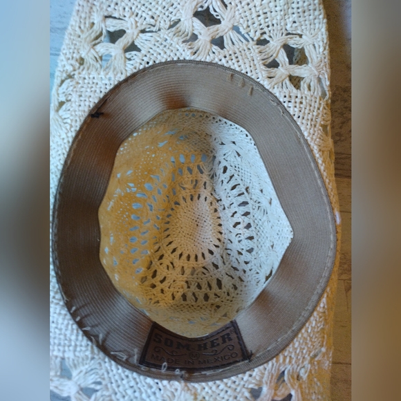 Som-Her Straw Cowboy Hat Western Boho Unisex Cross Cowgirl Excellent - Picture 11 of 11